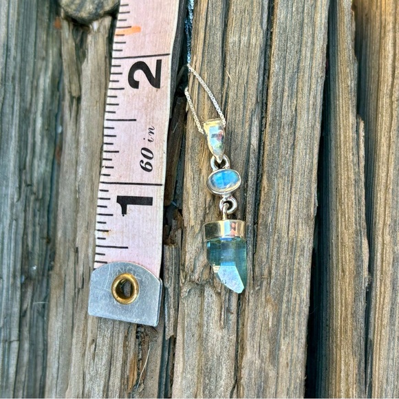 Aqua Aura Quartz & Moonstone Necklace - Picture 16 of 16